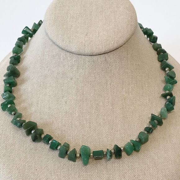 Green Jade Jadeite Necklace Uncut Chunk Stones Barrel Clasp - Picture 7 of 16